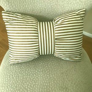 Bow Style Gold White Stripe Accent Pillow
